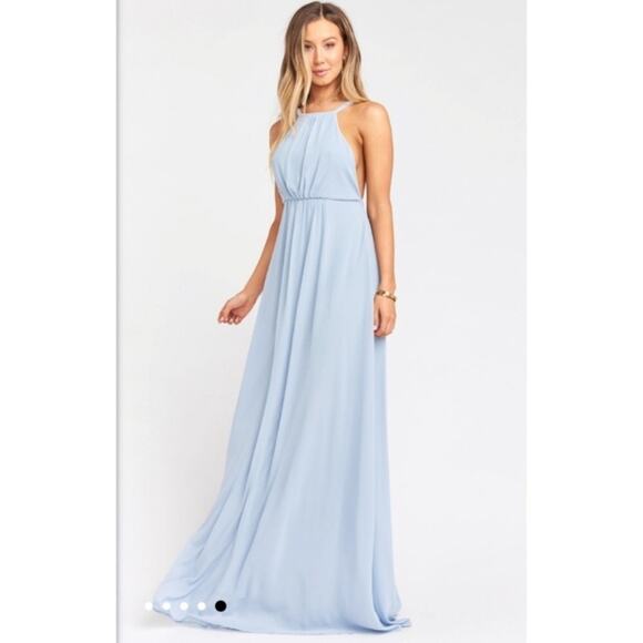 Show Me Your Mumu SMYM Amanda halter maxi dress in steel blue NEW XXS - Picture 8 of 8